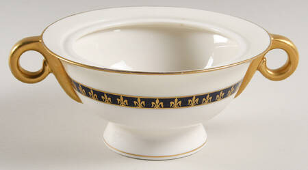 Fleur De Lis Cobalt Blue Sugar Bowl No Lid