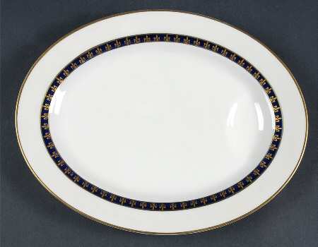 Fleur De Lis Cobalt Blue 11" Oval Serving Platter