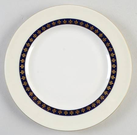 Fleur De Lis Cobalt Blue Luncheon Plate
