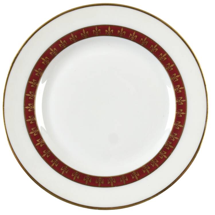 Fleur De Lis Red Bread & Butter Plate