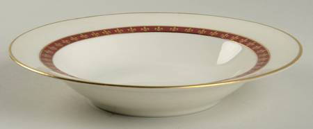 Fleur De Lis Red Rim Soup Bowl