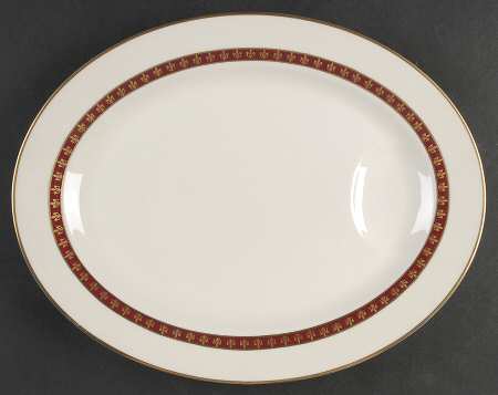 Fleur De Lis Red 15" Oval Serving Platter
