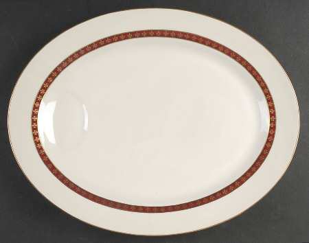 Fleur De Lis Red 14" Oval Serving Platter