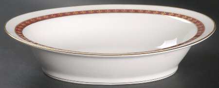 Fleur De Lis Red 9" Oval Vegetable Bowl