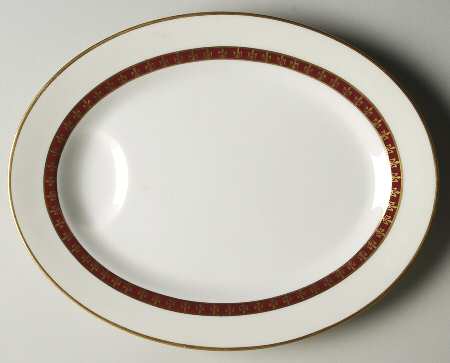 Fleur De Lis Red 11" Oval Serving Platter
