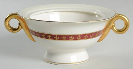 Fleur De Lis Red Sugar Bowl No Lid