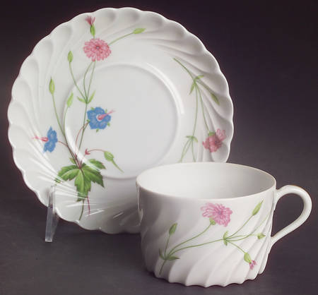 Florence (Newer, Swirl Edge, No Trim) Flat Cup & Saucer Set