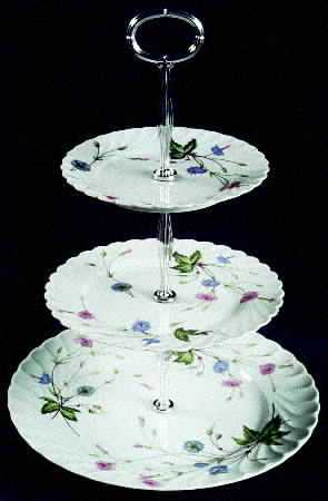 Florence (Newer, Swirl Edge, No Trim) 13 7/8"-14 1/4" 3-Tiered Serving Tray(DP,SP,BB) HC