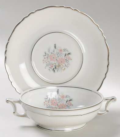 Floradora Footed Cream Soup Bowl & Saucer Set