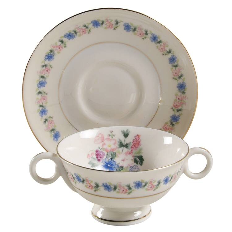 Fox Glove Footed Bouillon Cup & Saucer