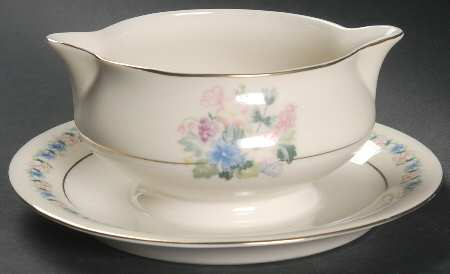 Fox Glove Gravy Boat with Attached Underplate