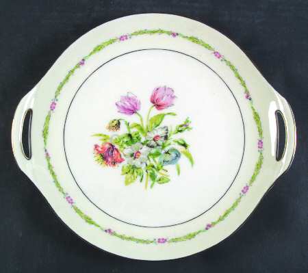 Garden Flowers Handled Cake Plate