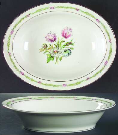 Garden Flowers 9" Oval Vegetable Bowl