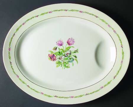 Garden Flowers 16" Oval Platter with Well