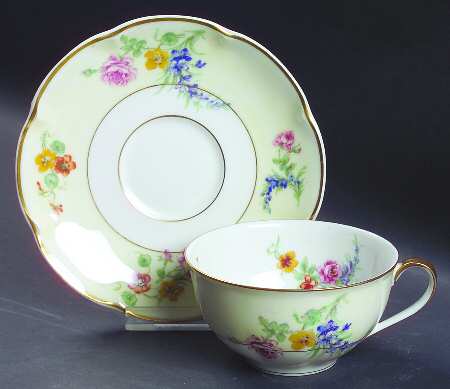 Gladiola (Cream Background) Flat Cup & Saucer Set by Haviland