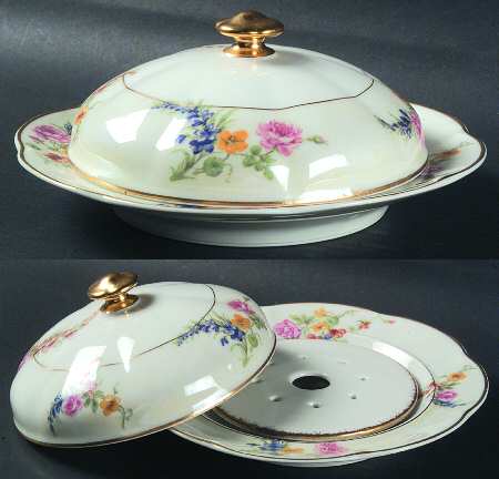 Gladiola (Cream Background) Round Covered Butter