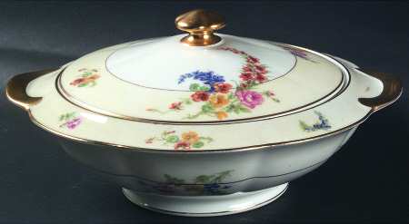 Gladiola (Cream Background) Round Covered Vegetable by Haviland