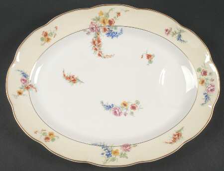 Gladiola (Cream Background) 13" Oval Serving Platter by Haviland