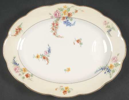 Gladiola (Cream Background) 11" Oval Serving Platter by Haviland