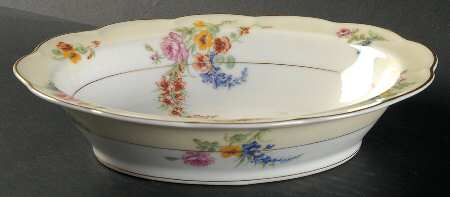 Gladiola (Cream Background) 9" Oval Vegetable Bowl by Haviland