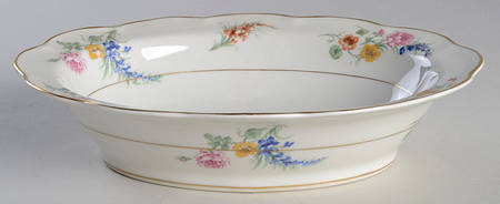 Gladiola (White Background) 9" Oval Vegetable Bowl
