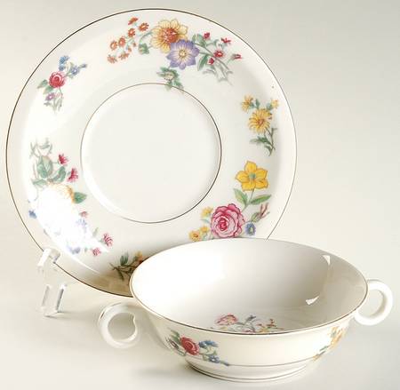 Glendale Footed Cream Soup Bowl & Saucer Set