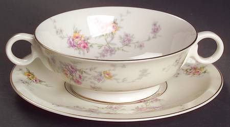 Gloria (New York) Footed Cream Soup Bowl & Saucer Set
