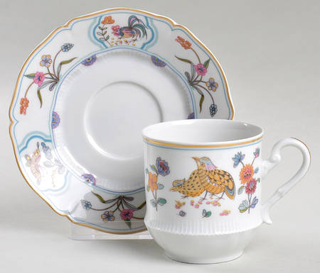 Golden Quail Flat Cup & Saucer Set