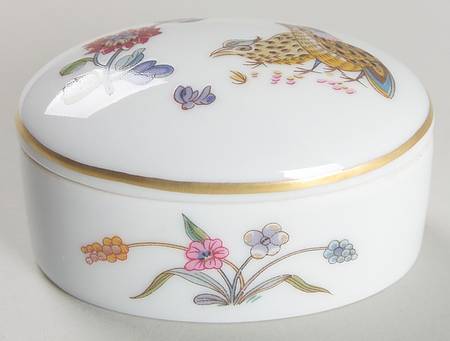 Golden Quail Oval Box & Lid
