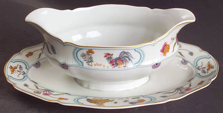 Golden Quail Gravy Boat with Attached Underplate