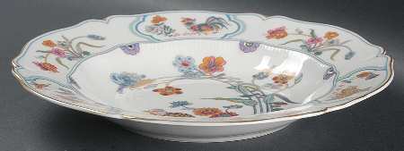 Golden Quail Large Rim Soup Bowl