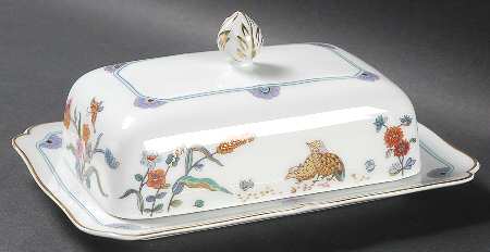 Golden Quail Rectangular Covered Butter