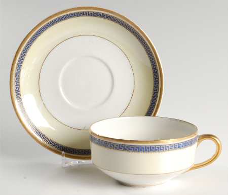 Grecian Flat Cup & Saucer Set