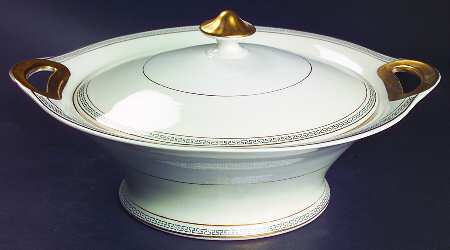 Greek Key Round Covered Vegetable