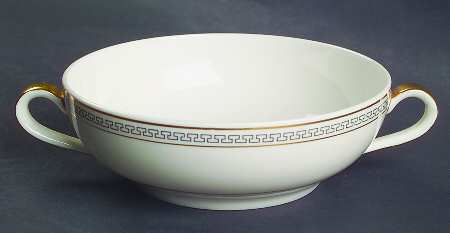 Greek Key Flat Cream Soup Bowl