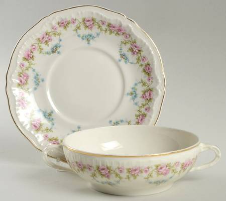 Schleiger 877-1 Flat Cream Soup Bowl & Saucer Set