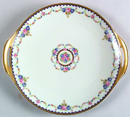 H330 (Yellow Rim, White Center) Handled Cake Plate