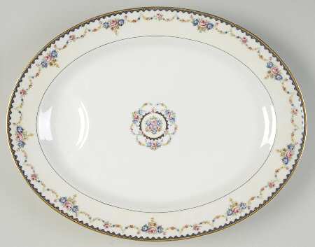 H330 (Yellow Rim, White Center) 15" Oval Serving Platter
