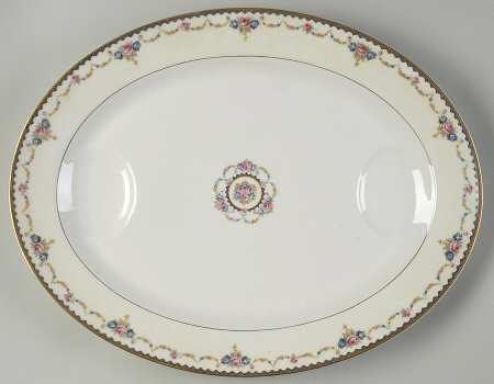 H330 (Yellow Rim, White Center) 18" Oval Serving Platter