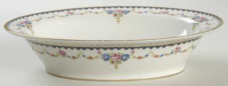 H330 (Yellow Rim, White Center) 9" Oval Vegetable Bowl