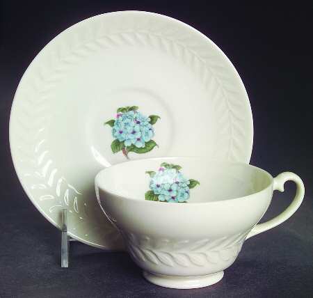 Hydrangea Footed Cup & Saucer Set by Haviland