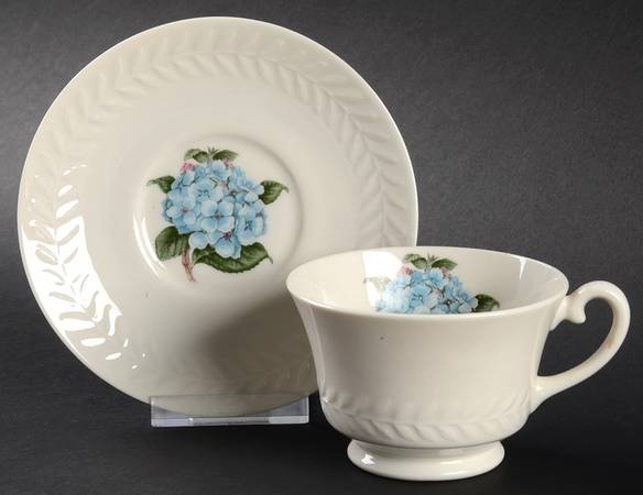 Hydrangea Footed Cup & Saucer Set