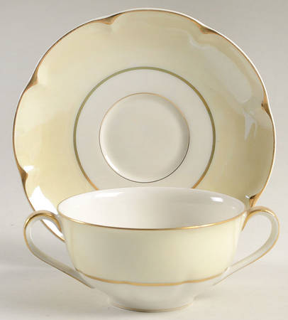 Ivory Flat Bouillon Cup & Saucer
