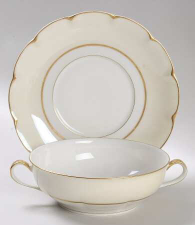 Ivory Flat Cream Soup Bowl & Saucer Set