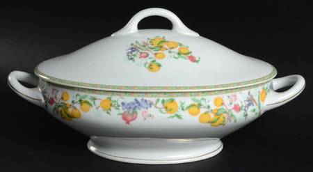 Jardin D'Eden (White Rim) Oval Tureen & Lid