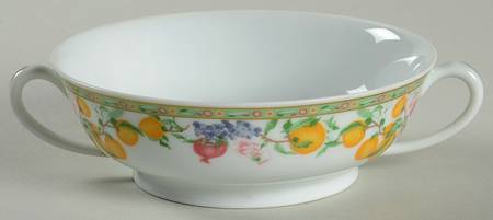 Jardin D'Eden (White Rim) Footed Cream Soup Bowl