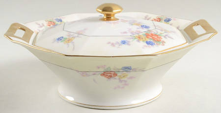 Jewel (Cream & White) Octagonal Covered Vegetable