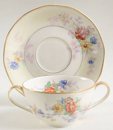 Jewel (Cream & White) Flat Bouillon Cup & Saucer