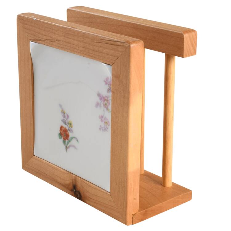Jewel (Cream & White) 6 1/8" Natural Wood Napkin Holder  HC