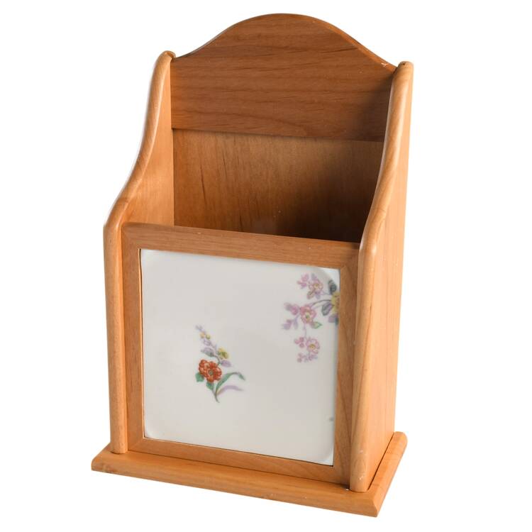 Jewel (Cream & White) 10" Natural Wood Letter Holder  HC